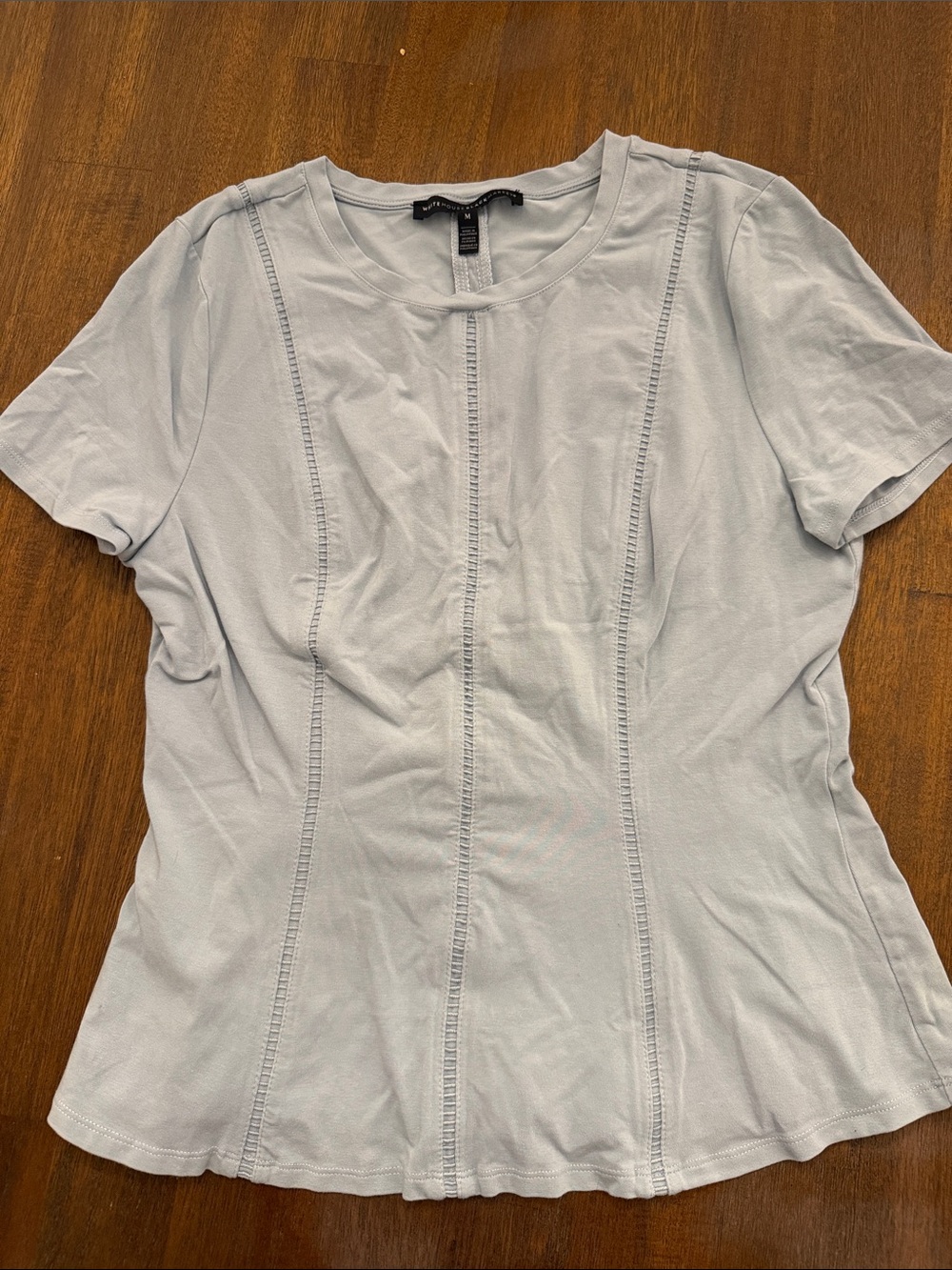 White House Black Market Light Blue Short Sleeve Seamed Tee